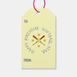 Etiqueta Para Presente Azul-creme-creme de softball de aniversário