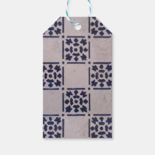 Etiqueta Para Presente Azul de Azulejo Antigo Delft: Padrão Clássico de A