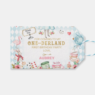 Etiqueta Para Presente Azul Diamante Dourado Alice Um-derland primeiro an