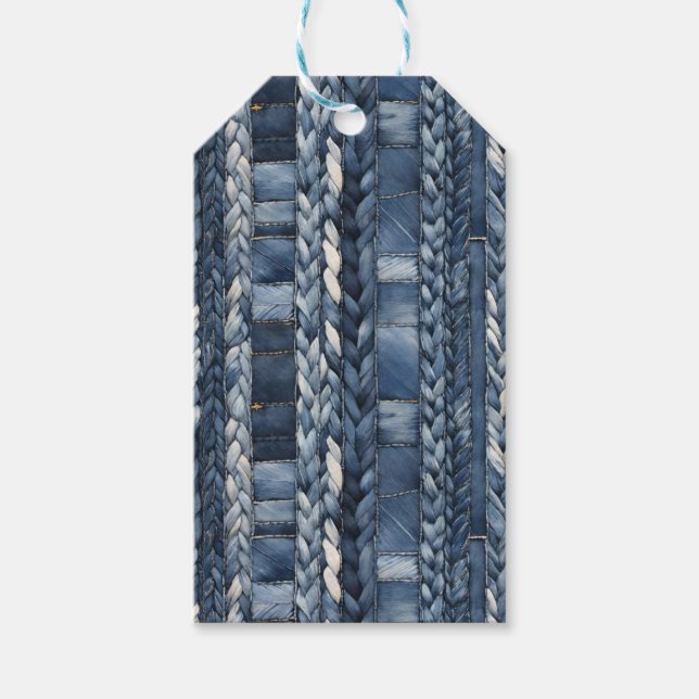 Etiqueta Para Presente Azul Distante E Travado Jean Denim (Frente)