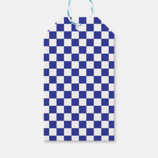 Etiqueta Para Presente Azul e branco verificados
