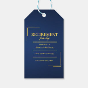 Etiqueta Para Presente Azul Elegante corporativo de aposentadoria Dourado