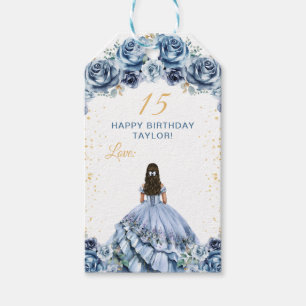 Etiqueta Para Presente Azul Empoeirado Princesa Quinceañera Feliz Anivers
