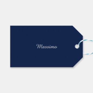 Etiqueta Para Presente Azul Escuro Elegante Casual Próprio Nome Escrita à