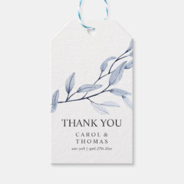 Etiqueta Para Presente Azul etéreo | obrigado monograma do casamento