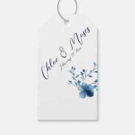 Etiqueta Para Presente Azul, Flor Flor, pequeno,