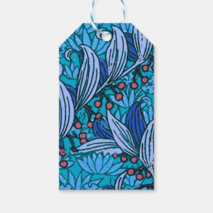 Etiqueta Para Presente Azul Floral Antiquado Boho Moderno