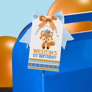 Etiqueta Para Presente Azul Fox Woodland Aniversário Obrigado Por Etiquet
