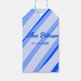 Etiqueta Para Presente Azul pastel adicionar nome data boho retro padrão 