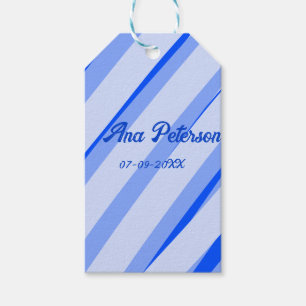 Etiqueta Para Presente Azul pastel adicionar nome data boho retro padrão 