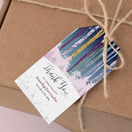 Etiqueta Para Presente Azul Roxo Mystic Snowy Wood Winter Birday