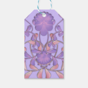Etiqueta Para Presente Azulejo de vidro 3D Flores líquidas violeta gzhel