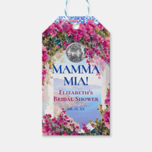 Etiqueta Para Presente Azulejos Azuis Mediterrâneos Flores Cor-de-Rosa Bo