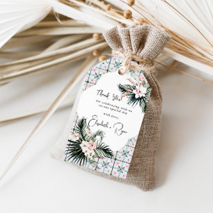 Etiqueta Para Presente Azulejos Casamento tropical marroquino Obrigado