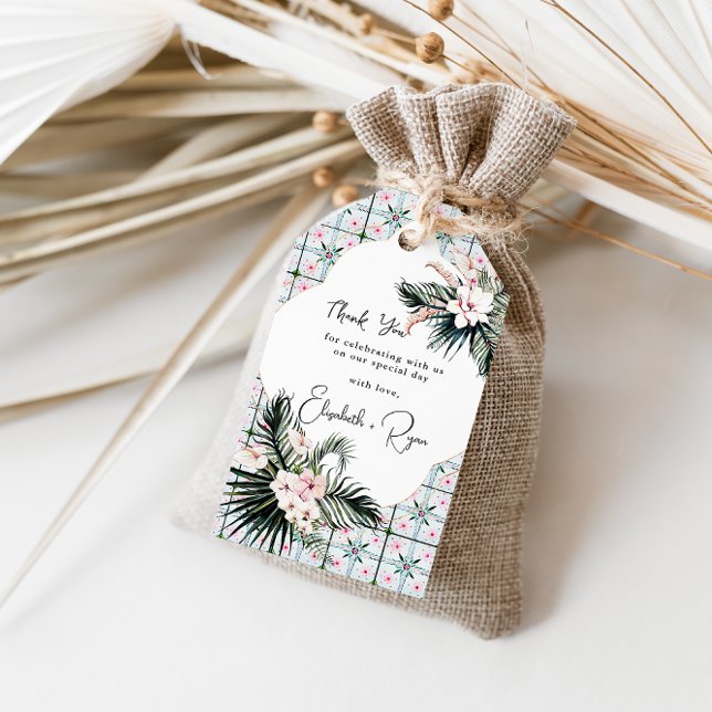 Etiqueta Para Presente Azulejos | Casamento tropical marroquino Obrigado (Criador carregado)