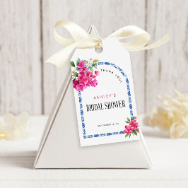 Etiqueta Para Presente Azulejos Florais Azuis Mamma Mia Chá de panela