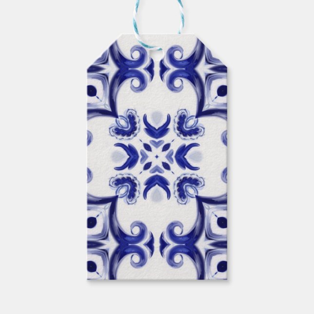 Etiqueta Para Presente Azulejos mediterrânicos, majolica, Siciliana, (Frente)