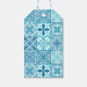 Etiqueta Para Presente azulejos ornamentados em azul e branco