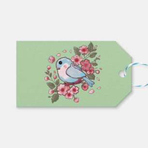 Etiqueta Para Presente Azulinho Adorável da Primavera & Aquarela de Flor 