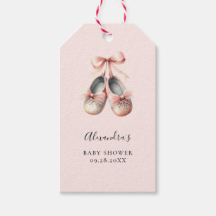 Etiqueta Para Presente Baby Ballerina Calçado rosa Arco Dourado Chá