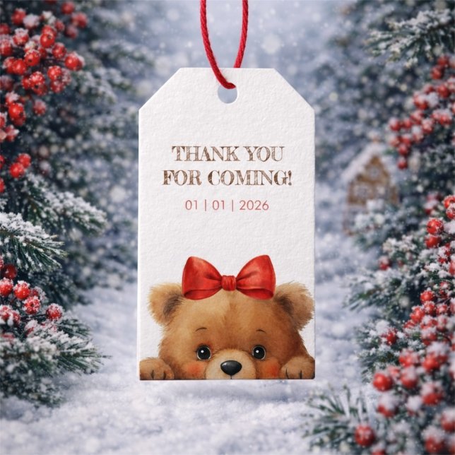 Etiqueta Para Presente Baby Bear And Rowan Berries Baby Shower (Baby Bear And Rowan Berries Baby Shower Gift Tags)