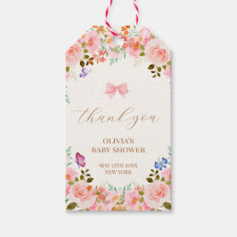Etiqueta Para Presente Baby Bloom Floral Butterfly Chá de fraldas Obrigad