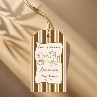 Etiqueta Para Presente Baby is brewing retro stripes coffee baby shower 