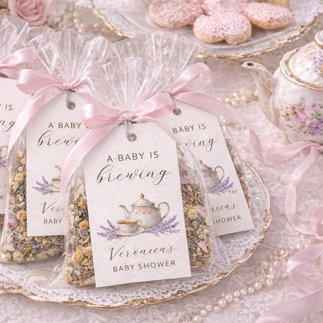 Etiqueta Para Presente Baby is Brewing Tea Party Welcome Sign (Criador carregado)