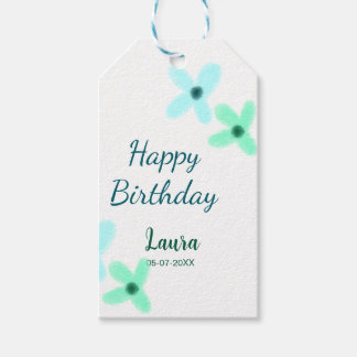 Etiqueta Para Presente Baby kids 1st birthday add name blue green pastel 