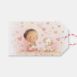 Etiqueta Para Presente Baby & Puppy Valentine’s Gift Tags | Watercolor