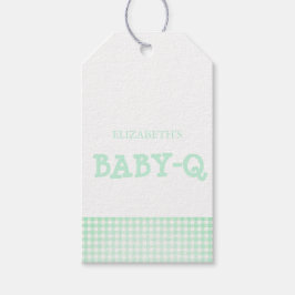 Etiqueta Para Presente Baby-Q Mint Green Gingham Baby Shower