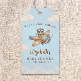 Etiqueta Para Presente Baby Shower Boy with Adorable Pilot Teddy Bear