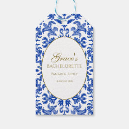 Etiqueta Para Presente Bachelorette Azul e Branco Elegante