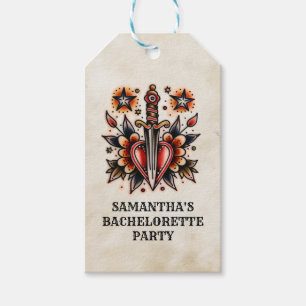Etiqueta Para Presente Bachelorette de Vintage com Dagger Cardíaco de Tat