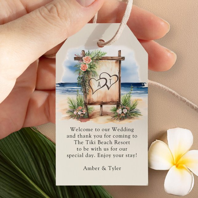 Etiqueta Para Presente Bag de Boas-vindas do Casamento de Destino Rustic  (Wedding Welcome Bag gift tags from the Sunset Beach Wedding Collection by Darling & May)