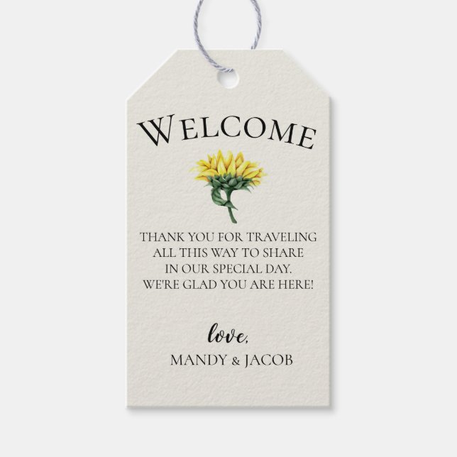 Etiqueta Para Presente Bag de Boas-Vindas Rustic Sunflower (Frente)