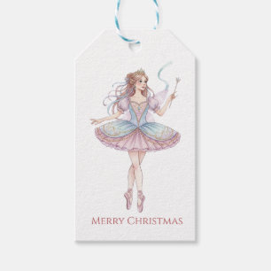Etiqueta Para Presente Bailarina Rosa de Ballet O Quebra-Nozes Aquarela