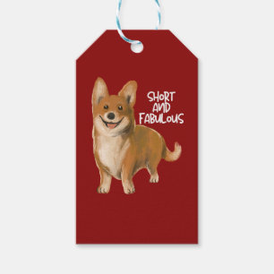 Etiqueta Para Presente 'Baixo e Fabuloso' Vibrante Vermelho Alegria Corgi