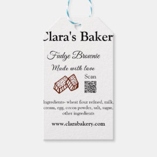 Etiqueta Para Presente Bakery brownie adiciona ingredientes feitos com lo