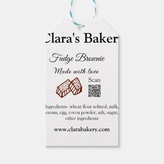 Etiqueta Para Presente Bakery brownie adiciona ingredientes feitos com lo (Frente)