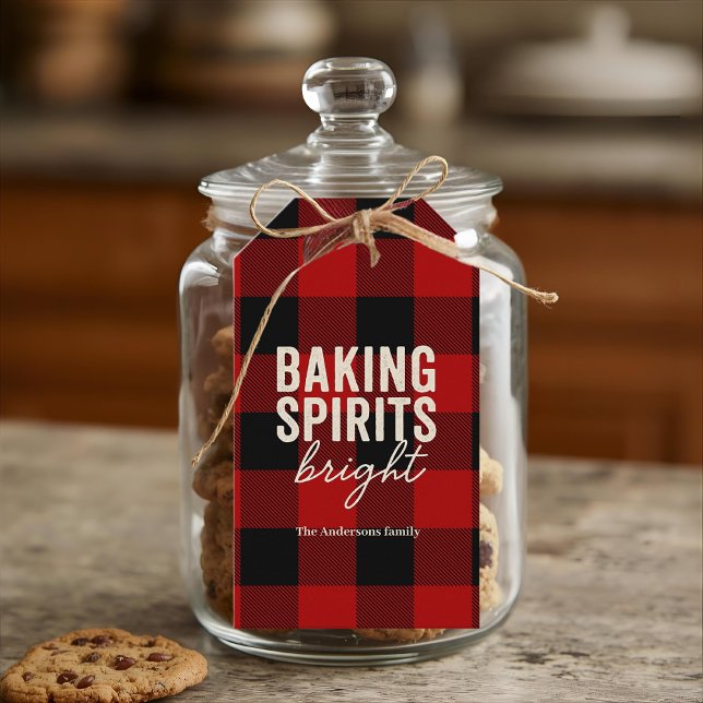Etiqueta Para Presente Baking Spirits Bright Buffalo Plaid Christmas (Criador carregado)