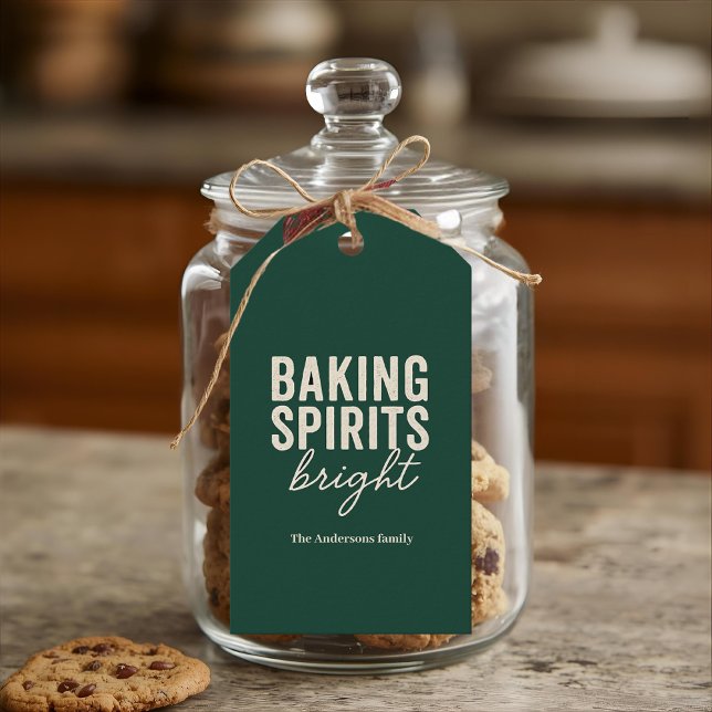 Etiqueta Para Presente “Baking Spirits Bright Verde Natal (Criador carregado)
