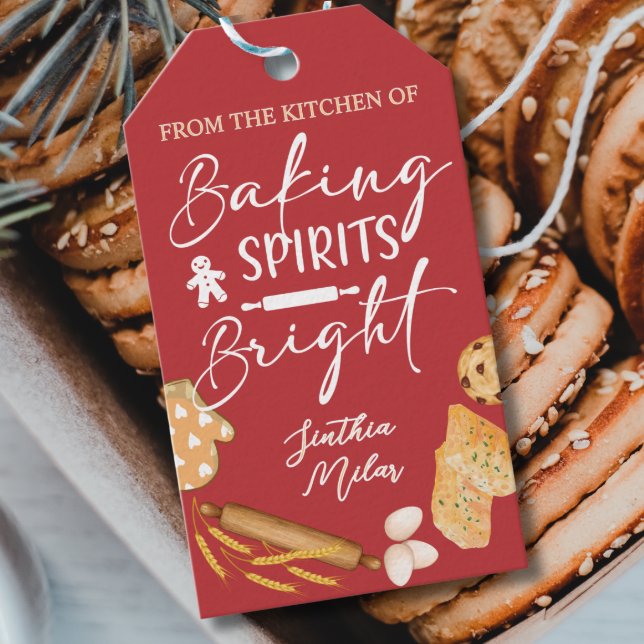 Etiqueta Para Presente Baking Spirits Brilhante Feriado Personalizado Bak (Criador carregado)