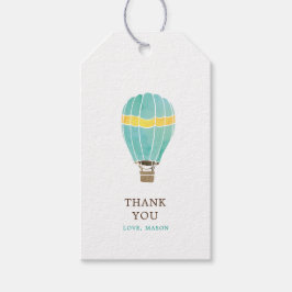 Etiqueta Para Presente Balão de Ar Quente Personalizado da Aquarela Obrig