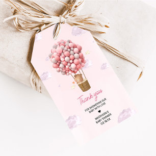 Etiqueta Para Presente Balão de ar quente rosa para cima e para longe fav