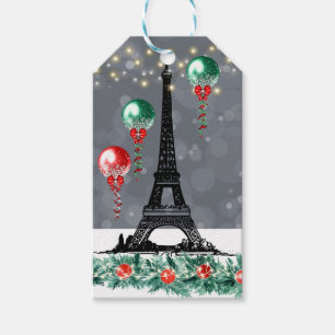 Etiqueta Para Presente Balão de Natal da Torre Eiffel de inverno Persona