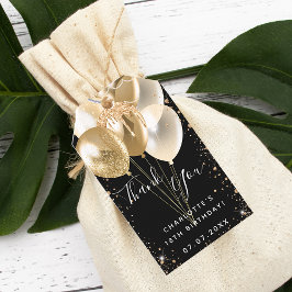 Etiqueta Para Presente Balão de ouro preto de aniversário obrigado você