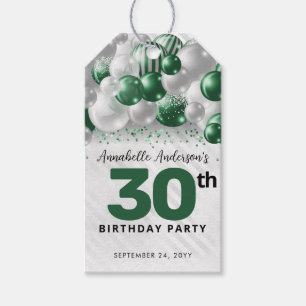 Etiqueta Para Presente Balão Prateado Verde Glam Glitter Favor Aniversári