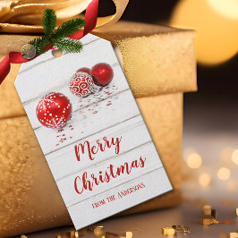 Etiqueta Para Presente Balas Vermelhas Clássicas e Estrelas Feliz Natal