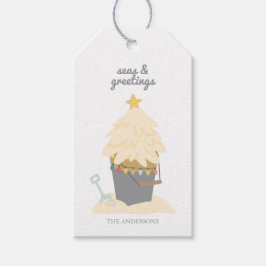 Etiqueta Para Presente Balde de Areia de Natal de Praia
